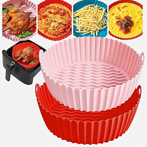 Best 2Pack Silicone Air Fryer Liner 7.5 inch diameter Reusable Silicone Basket tray pan Heat