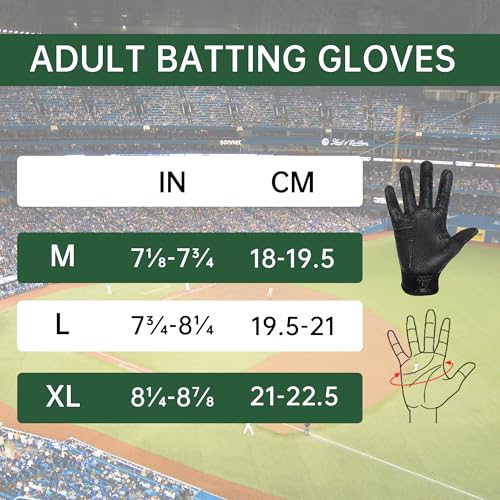 Image of HANDLANDY Baseball Batting Gloves for Adult Youth, Grip Breathable Softball Batting Gloves Fit Men Kids Boys Girls