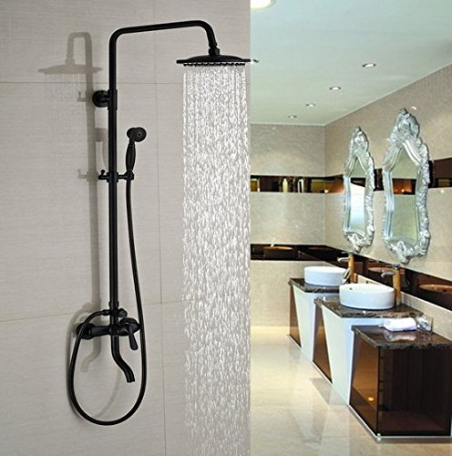 Ensemble de douche mitigeur laiton noir Gowe avec colonne réglable