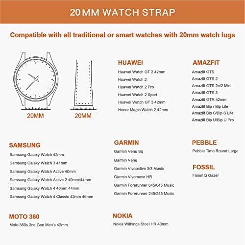Band Compatibel met Samsung Galaxy Watch Active 2/Watch 42mm/Watch 3 41mm/Watch 4/4 Classic/Huawei Watch GT 3/GT 2 42mm… - Image 3