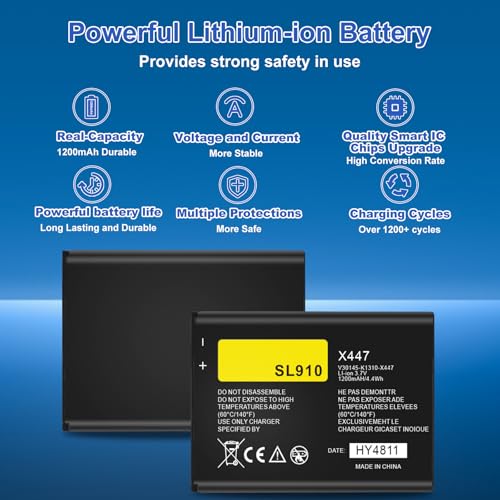 1200mAh Akku für Siemens Gigaset Model SL910 SL910A SL910H V30145-K1310K-X447, V30145-K1310K-X447-0-HY, Neues Upgrade High-Density-Zellen hohe Kapazität Lithium-Ionen Akku Ersatz (Schwarz, SL910,A)