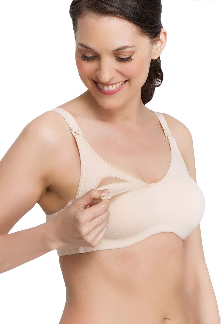 Womens' Cotton Blend Wireless Nursing Bra - Nude - 34B