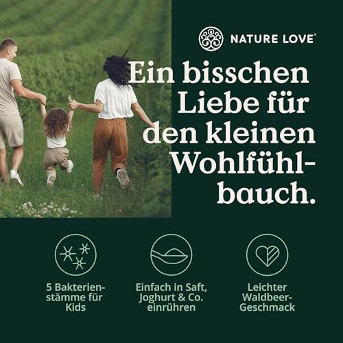 NATURE LOVE® Probiona Junior - 45g Pulver - Darmbakterien für Kinder ab 4 Jahren - 5 Bakterienstämme - mit Lactobacillus (Milchsäurebakterien), Bifidobacterium und Inulin - vegan & laborgeprüft 2