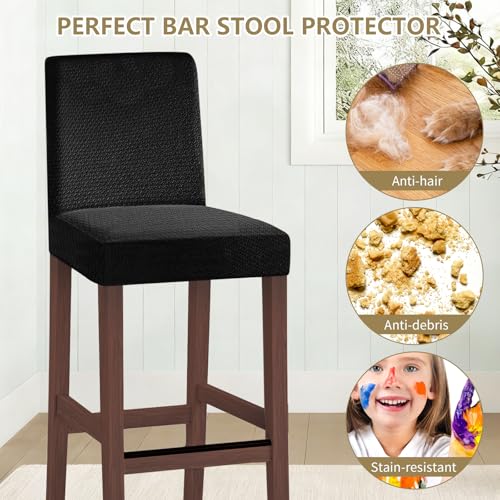 Image of Bar Stool Covers Counter Chair Slipcovers Set of 2,Black