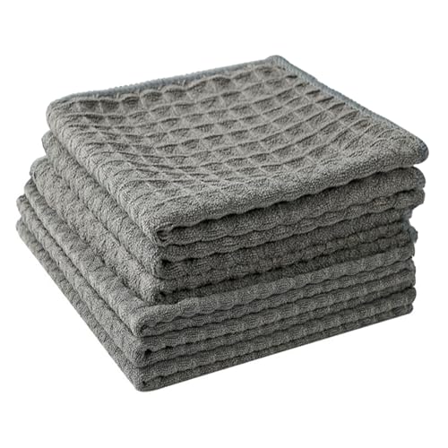 EURSPEUNG Bayetas Microfibra, Balletas Microfibra Multifuncionales para Limpiar y Brillar, Paños Cocina, Bayetas y Trapos Microfibra para Hogar, Cocina y Auto, 6 Unidades, Tamaño 30x30CM (Gris Oscuro)