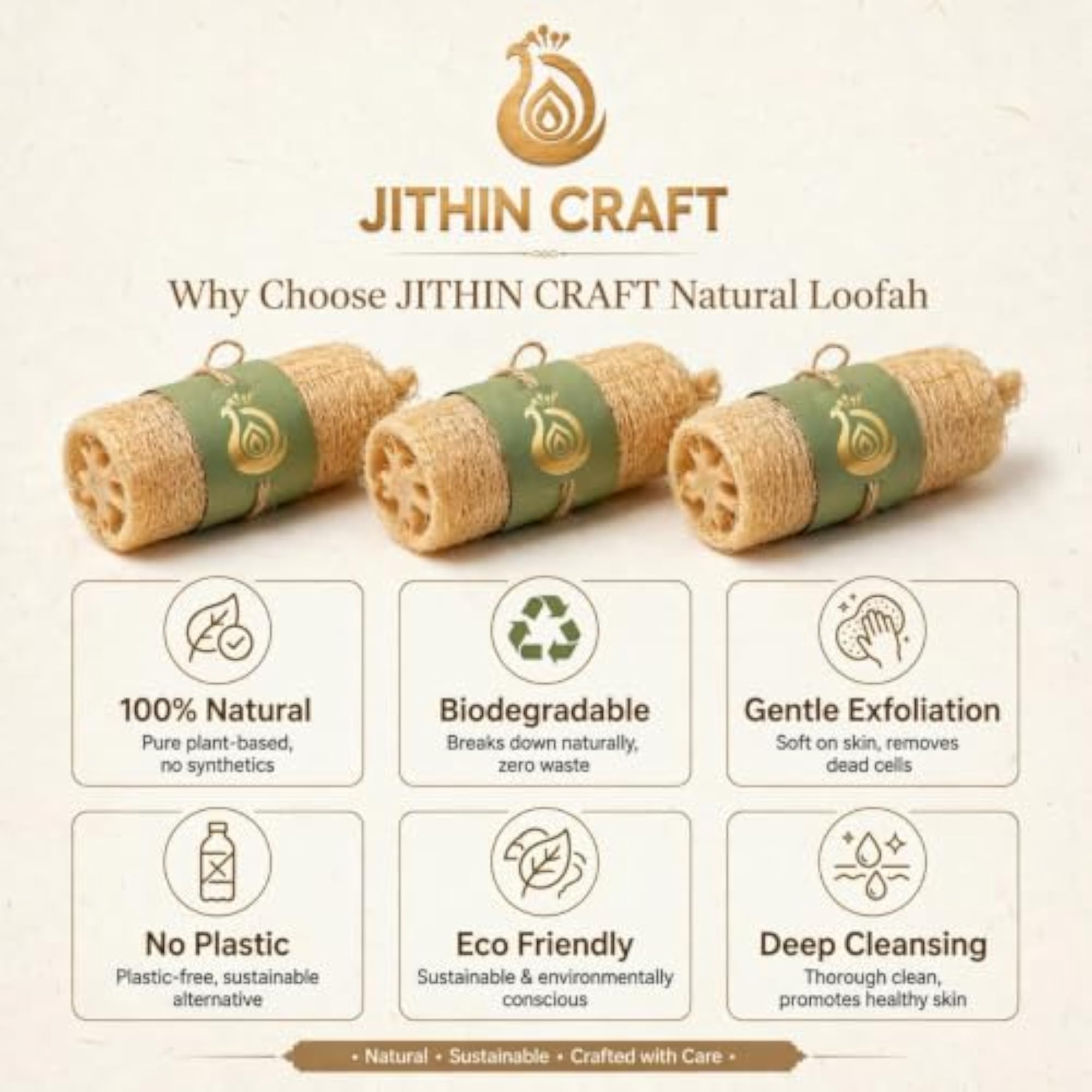 Natural Loofah Sponge Pack of 5 for Bath & Body