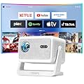 ?Compatible with Netflix & Auto focus ?VISSPL Smart Projector with WiFi and Bluetooth, Auto Focus & Keystone Protable Mini Projector with Stand, 4K Home Theater Projector