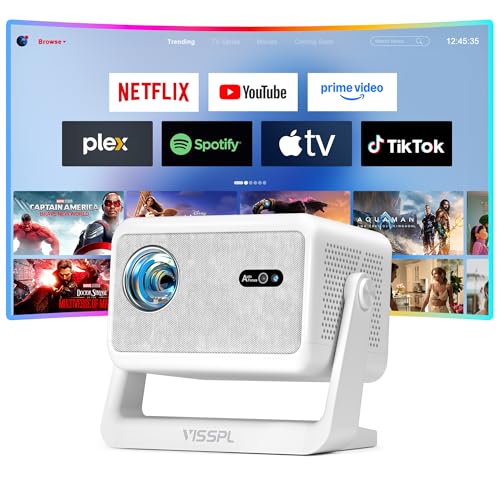 Image of 【1500ANSI & Compatible with Netflix】Mini Projector with WiFi and Bluetooth, Auto Focus & Keystone Protable Smart Projector 4K Support with Stand,Netflix Home Theater Projector