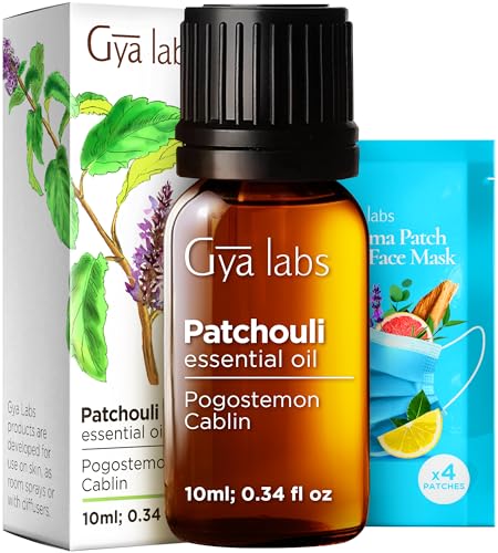 Gya Labs Patchouli Essential Oil - 0.34 Fl Oz - for Hair, Skin, Diffuser,...