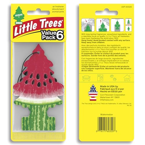 Image of Little Trees Watermelon Air Freshener (Pack of 24) | Tree-Shaped Hanging Design | Ideal For Car, Home, Wardrobes etc | Imported from USA