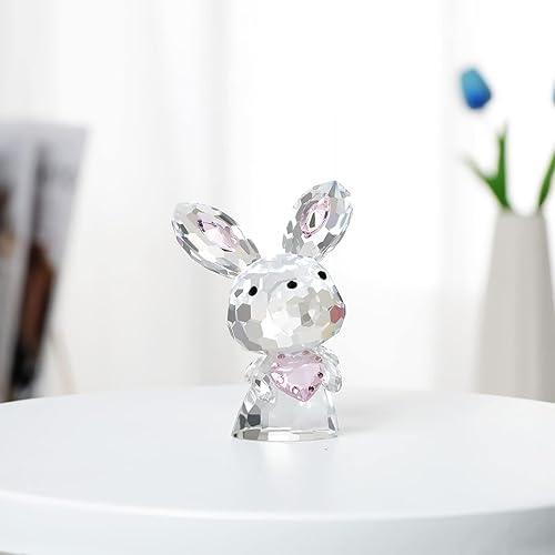 Miniatura 10 de LONGSHENG - SINCE 2001 - Figura de conejo de cristal transparente, pisapapeles de cristal, adorno de cristal de escritorio para adultos y niños,