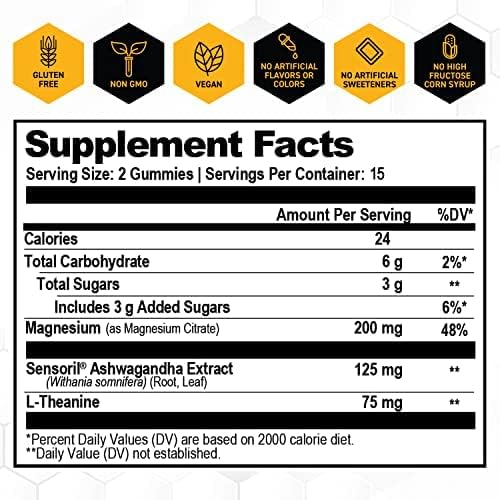 Miniatura 3 de Gomitas de magnesio Zen  60 unidades de citrato de magnesio con L de teanina  Gomitas veganas Sensoril Ashwagandha para apoyo tranquilo  Suplemento