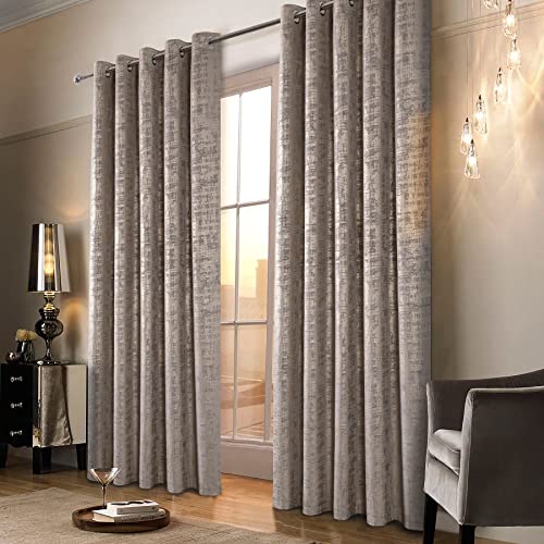 always4u Soft Velvet Curtains 100% Blackout for Window for Bedroom Thermal Gold Foil Printed Shining Luxury Window Treatment Drapes for Living Room 1 Pair Champagne 46 * 90