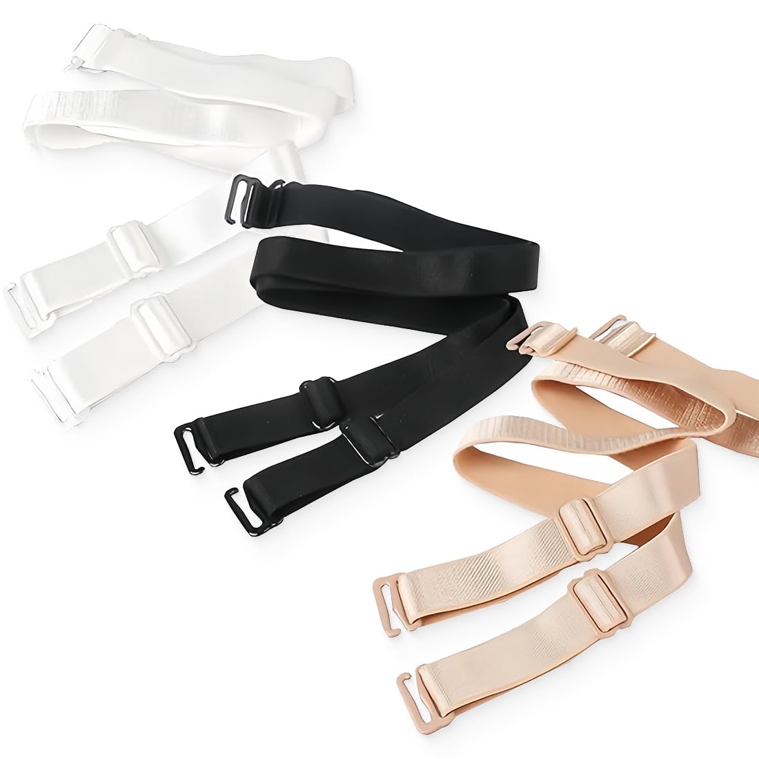 3 Paia Di Spalline Per Reggiseno Regolabili - Larghezza 10 Mm, Elastiche E Morbide - Ricambio Universale In Nero, Beige, Bianco