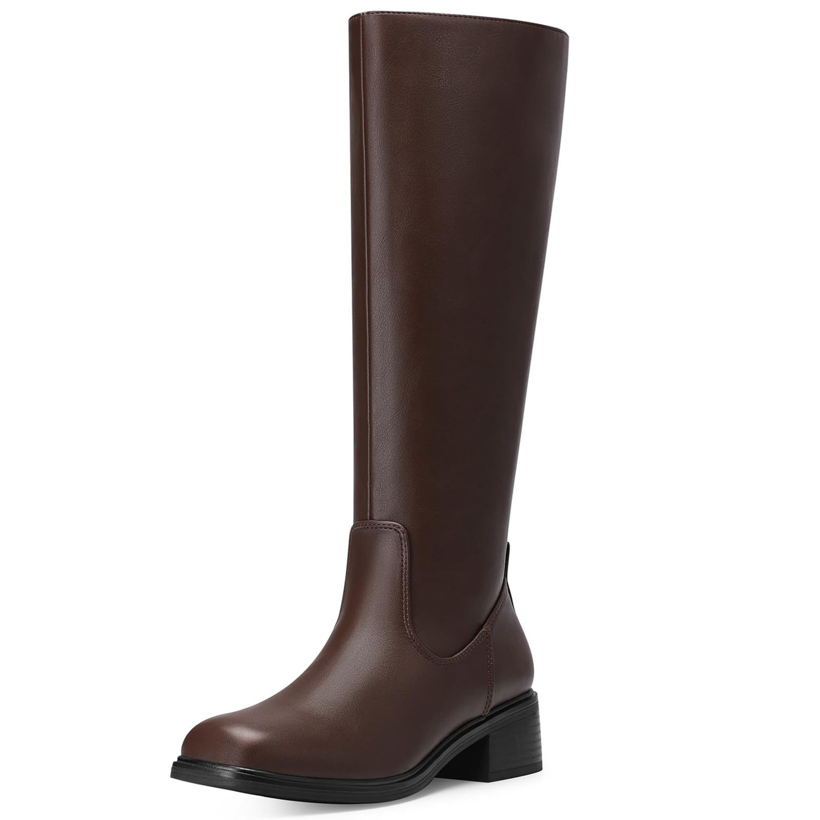 Womens Knee High Boots 1 77 In Wide Calf Riding Boot Square Toe Low Heel Flat Long Boots