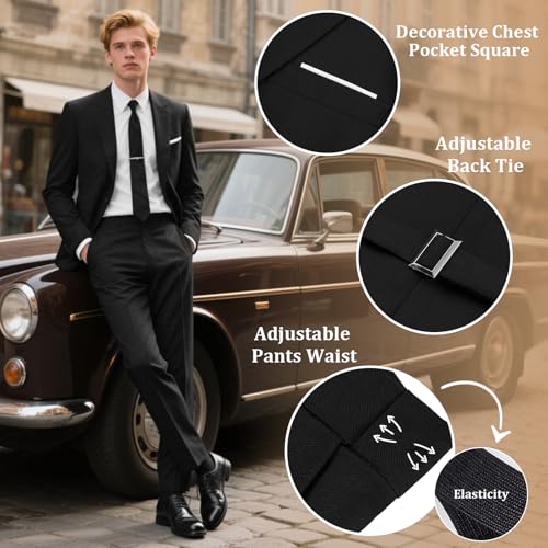 Mens Suits Regular Fit 3 Piece Tuxedo Blazer Jacket Vest Pants Formal Suit Set for Men Wedding Prom Casual4