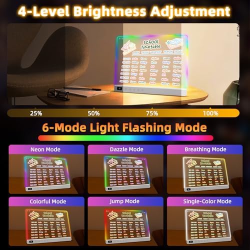 13.7"X10" Rechargeable Led Drawing Board with 13 Light Effect, Lighted Acrylic Dry Eraser Board Built-in Stand, Great Gift 4-8 Year Old Girl Cool Birthday Gifts Ideas Teen Age Fun - 4