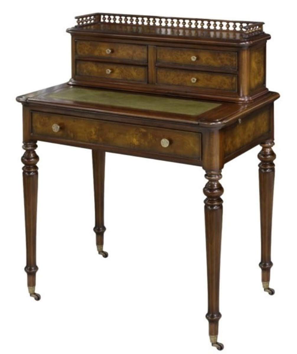 Casa Padrino Mahagoni Sekretär mit 5 Schubladen Braun/Grün 79 x 50 x H. 101 cm - Luxus Qualität