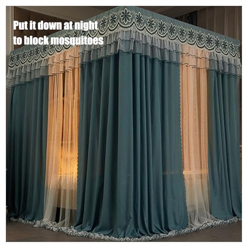 Cortinas de cama con dosel de 4 esquinas toldo de cama de lujo y mosquitera de pie para suelo doble capa 3