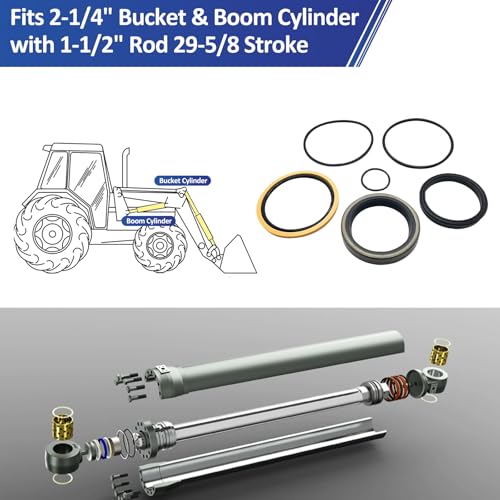 Image of REPLACEMENTKITS.COM Bush Hog Hydraulic Seal Replacement Kit | Compatible with Bush Hog M300, 2447QT, 2446QT, 2426QT, 2427QT Boom & Bucket Cylinders | Replaces Part 25H49328