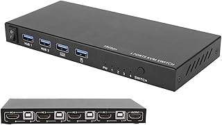 Nannigr KVM401 Switcher, High Compatibility Achieve 4 Route Free Switching KVM401 Switcher 4 Input 1 Output for Office Computer Room, Monitor Host Machine(KVM401, Pisa Leaning Tower Type)