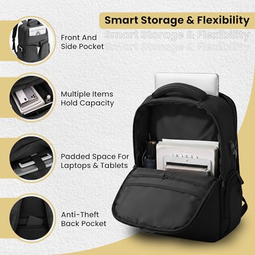 Image of CARRY TRIP Business Laptop Backpack - Stylish Office & Travel Backpack for Men & Women - Fits up to 15.6 Inch Laptop - USB Port, Multiple Compartments - Overnight Casual Bag