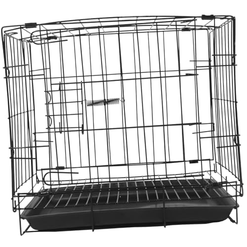 LIOOBO 折りたたみ式ペットキャリー ボックス トレイ付き メタルワイヤー