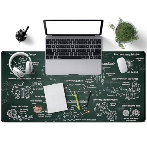 Image of The Physics of Cats Desk Mat Large Mouse Pad Gaming Mousepad XXL Desk Pad 31.5''X15.7'' Extended Big Keyboard Mouse Mat Science Teacher or Cat Lover Gift for Office Decor