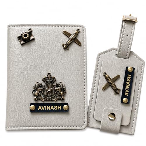 Image of Eco Leather Unisex Passport Cover and Luggage Tags (Beige)