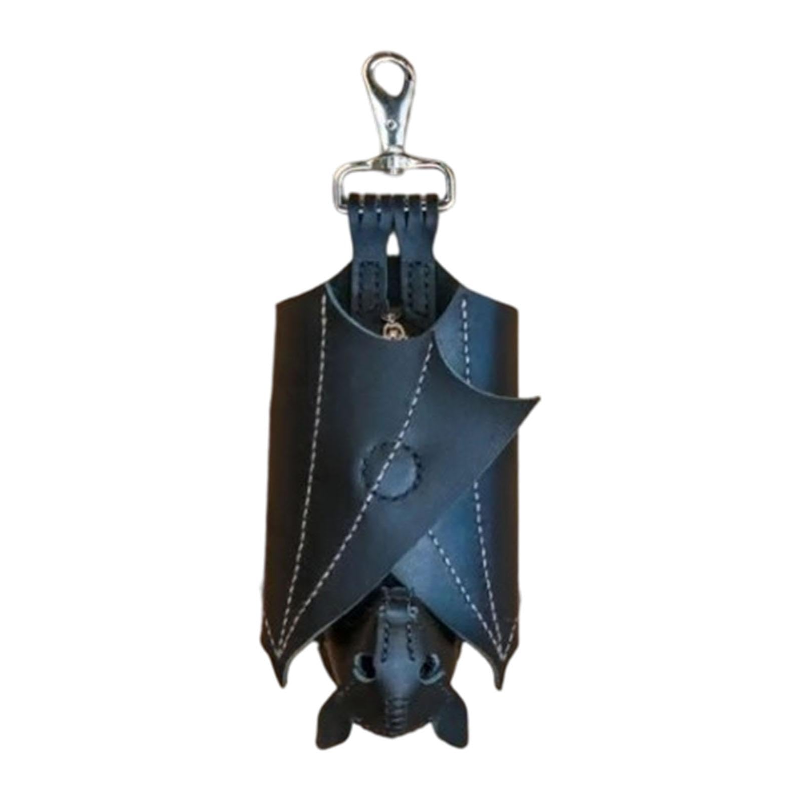 nivaa PU Leather Bat Purse with Zipper Car Key Case Unique Keys Cover Keychain-picture-5