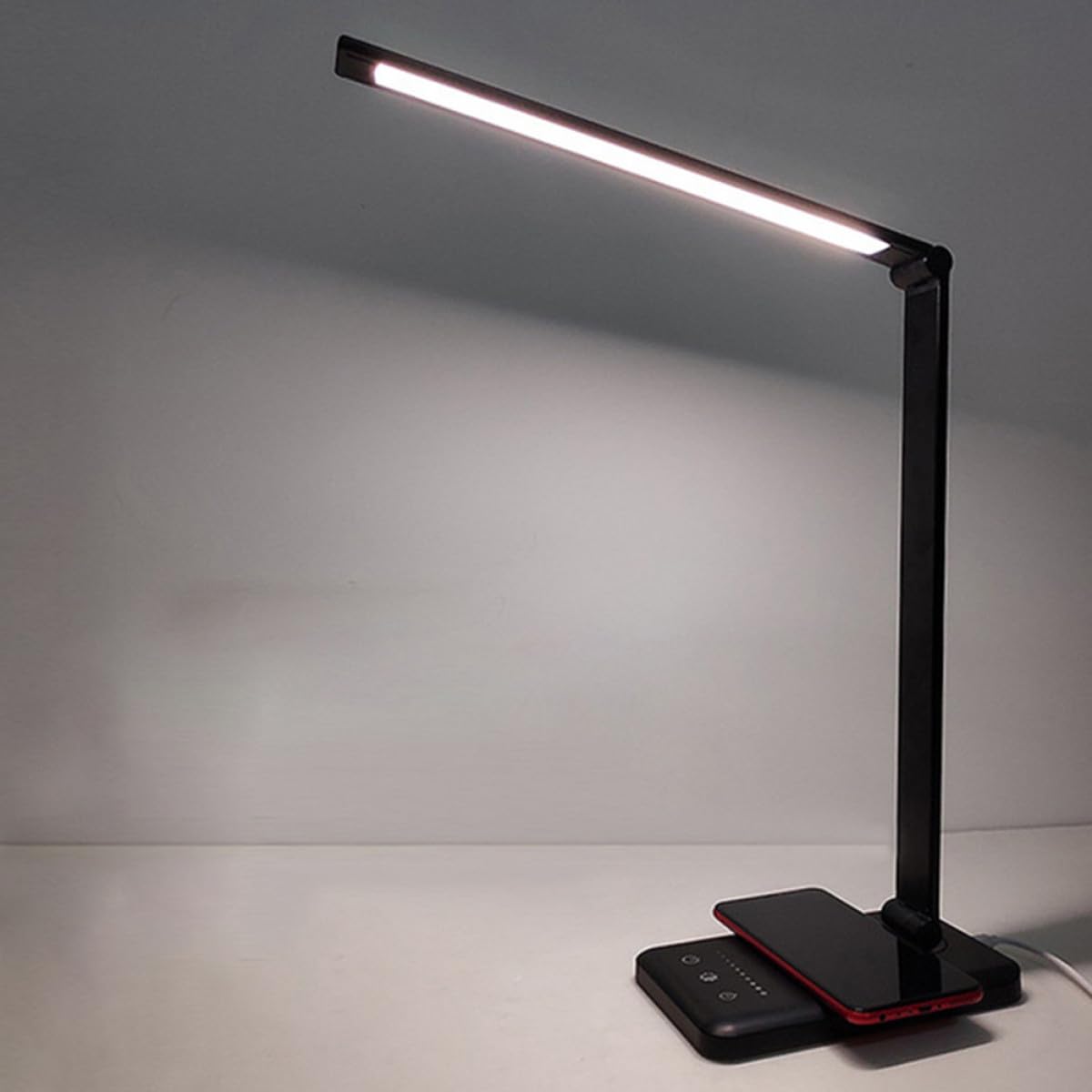 Faltbare LED Leselampe Schwarz 6w aus Aluminium und Kunststoff | Schulanfang Deko, Smart Touch Steuerung, Dc5v 1a, 5 Farbtemperaturen, Cri＞80%