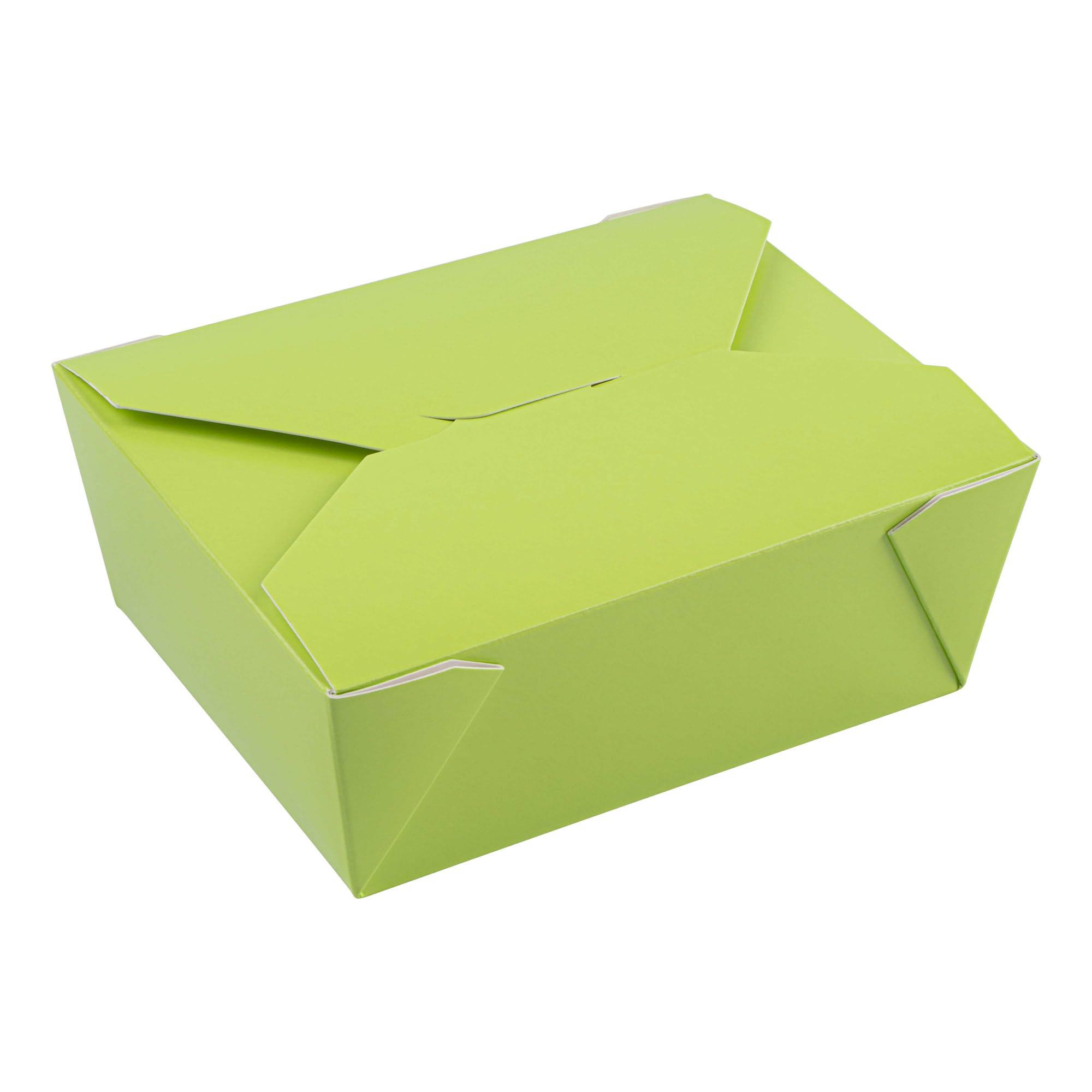 Restaurantware Bio Tek - Cajas para llevar de 1,275.7 g, 50 loncheras para llevar, con cierre de pestañas, resistentes al calor, de papel verde, desechables, a prueba de grasa, para alimentos fríos y