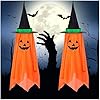 2 Pack Halloween DecorationsHalloween Hats Pumpkin Wizard Hat Pre Installed Pumpkin GhostsHanging Pumpkin Witch Hats Halloween Witch Hanging Ornaments Decor for Home Party Outdoor