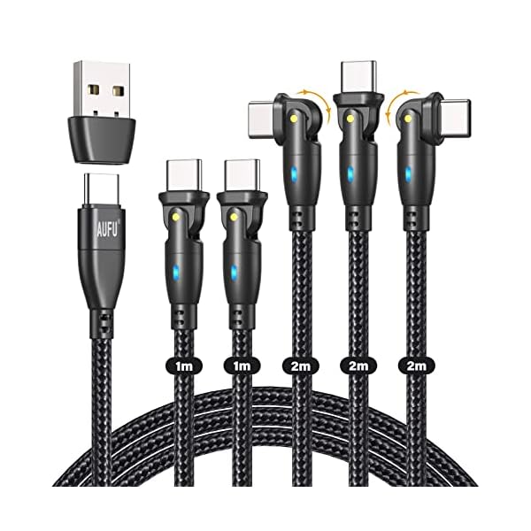 AUFU 5 Stück USB C Kabel 60W 3.1A USB Typ C Ladekabel Schnellladung 180° Rotation für Samsung Galaxy S22 Ultra S21 S20…