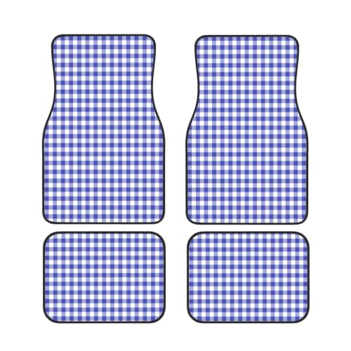 Alfombrillas de coche azules a cuadros neopreno antideslizante juego de 4