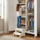 Stepup Baby Wooden Step Stool for Kids White – 2-Step Toddler Stool with Handles, Birch Plywood, Anti-Tip Base & Rounded Corners – Bathroom Sink & Countertop Step Stool