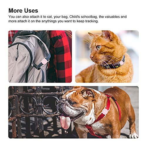 Image of Airtag Dog Collar Holder, Silicone AirTags GPS Tracking Accessories, Air Tags with Bone Pattern (1 Pack(Pink))