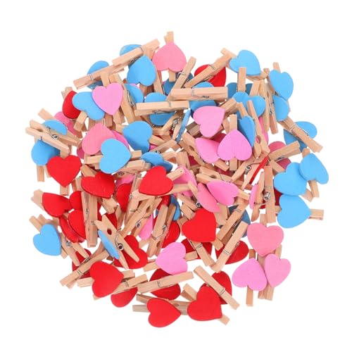 STOBAZA 90pcs Mini Heart Wooden Clips for Crafting DIY Projects and Picture Displays Natural Decorative Clamps for Hanging Memo Cards and Ornaments