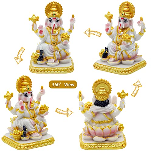 Estatua de Lord Ganesh 4.1 pulg Color Mármol miniatura 5