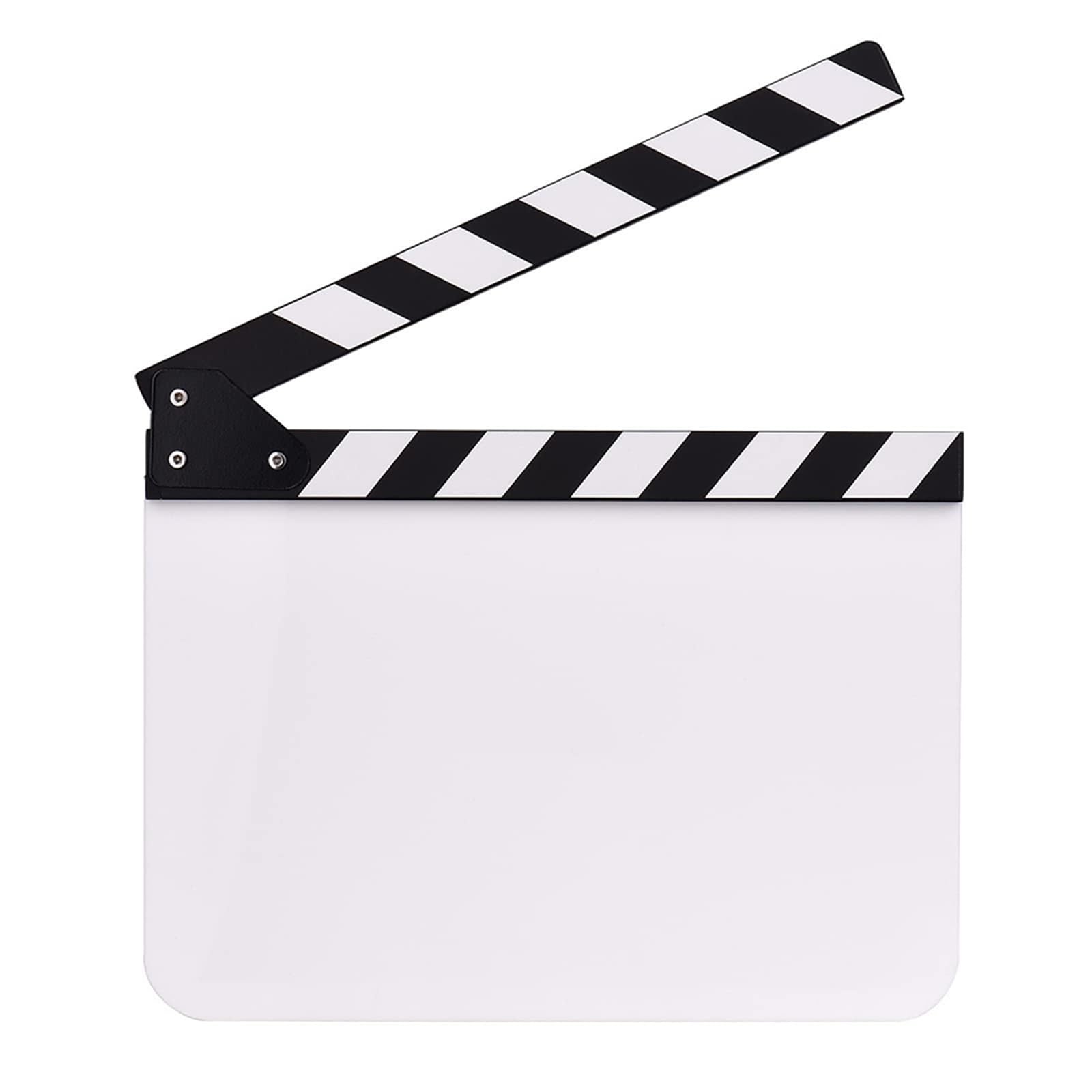THE WHITE SHOP 30cm*25cm Movie Clapboard, White Acrylic Scene Clapper Board with Magnetic Strip for Directors TV Films Action Scenes Video Production - Lightweight Wooden Slate Prop
