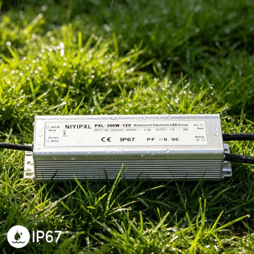 Image of LED Driver 300 Watts(150W X2) 12V DC Transformer，Waterproof IP67 Power Supply, Adapter with 3-Prong Plug 3.3 Feet Cable for Any DC led Lights, Computer Project, Outdoor Light