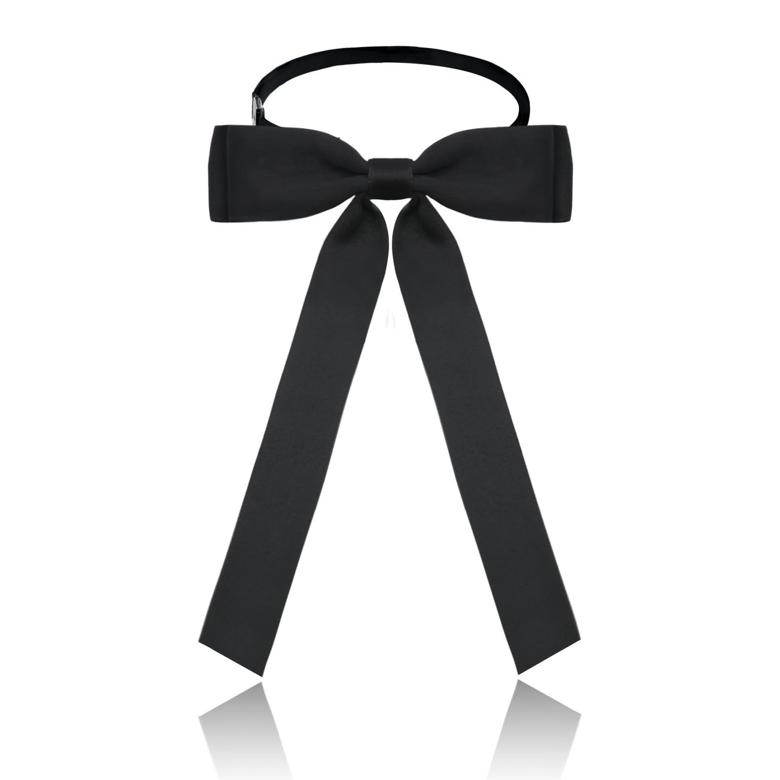Luckyvestir Western Bow Ties for Men Women, Black/Red Colonel Satin Ribbon String Bow Tie for Costume Uniform