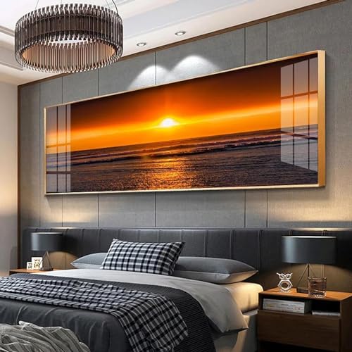 Peinture paysage marin lever du soleil pour décoration salon zen