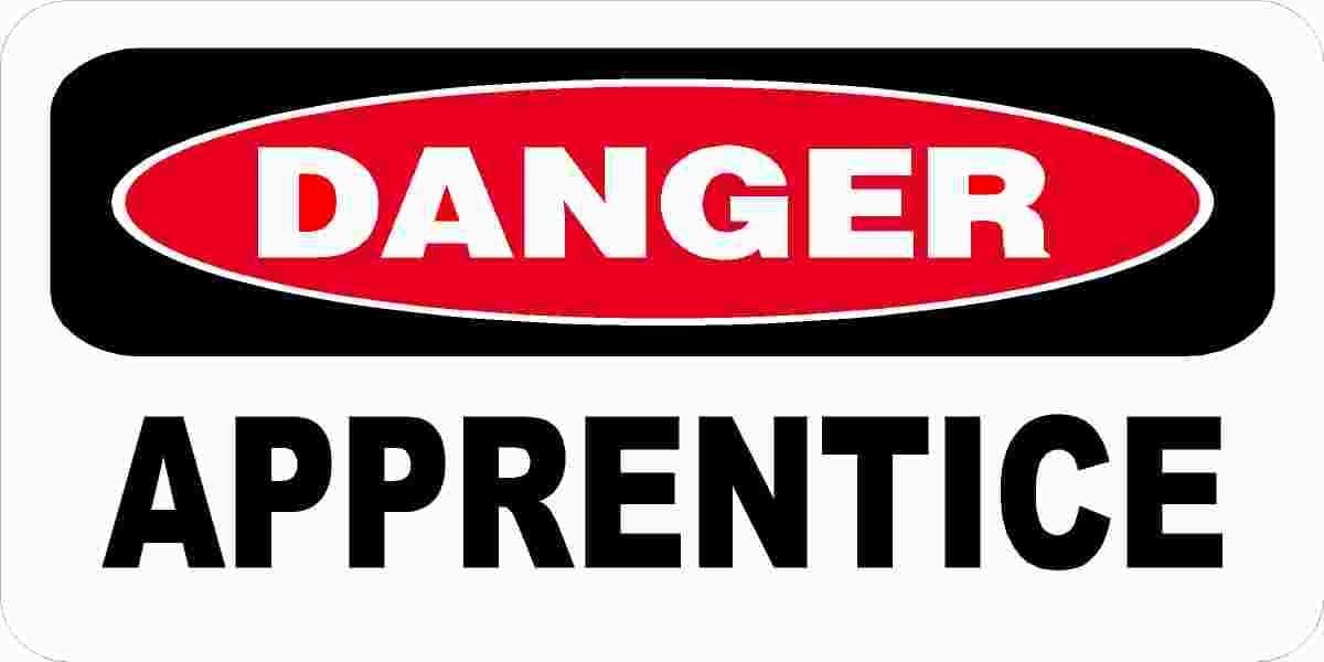 1080 Graphics 3 - Danger Apprentice 1" x 2" Hard Hat Stickers H387