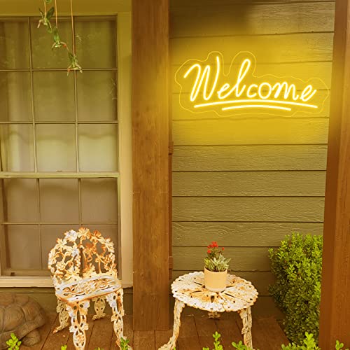 Welcome Neon Sign Welcome Led Neon Light Wall Art Sign Light Up With On/Off Switch Neon Light For Business Storefront Home Door Window Glass Door Shop Store Florists Bar Salon Cafes Restaurant Pubs, Housewarming & Birthday Party Gifts(16'', Warm White) #TOP4