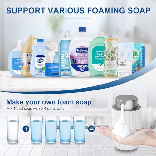 Image of Ceramic Foaming Soap Dispenser, 12 oz Bathroom Foam Hand Soap Dispenser, Refillable Lotion Soap Dispenser with Removable Pump for Kitchen Hand Wash Dispenser, Modern Home Decor (Speckled White)