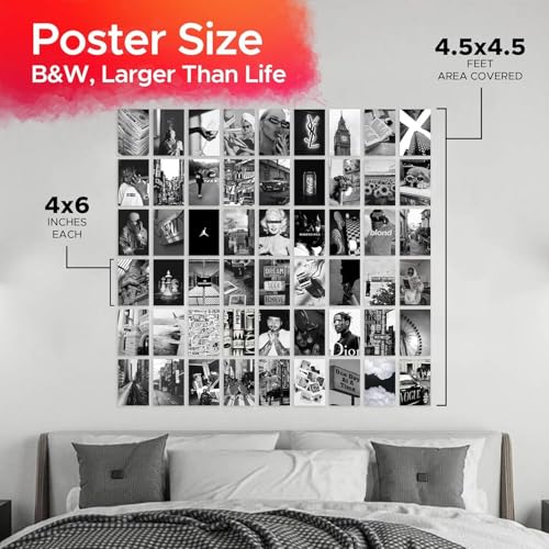 Image of Sudheer Global Paper 54 PCS Black White Aesthetic Picture for Wall Collage,4x6 inch,Chic Collage Print Kit,Girls Room Decor,Vintage Art Prints,Dorm Photo Display,VSCO Posters (Black White Collage Kit)