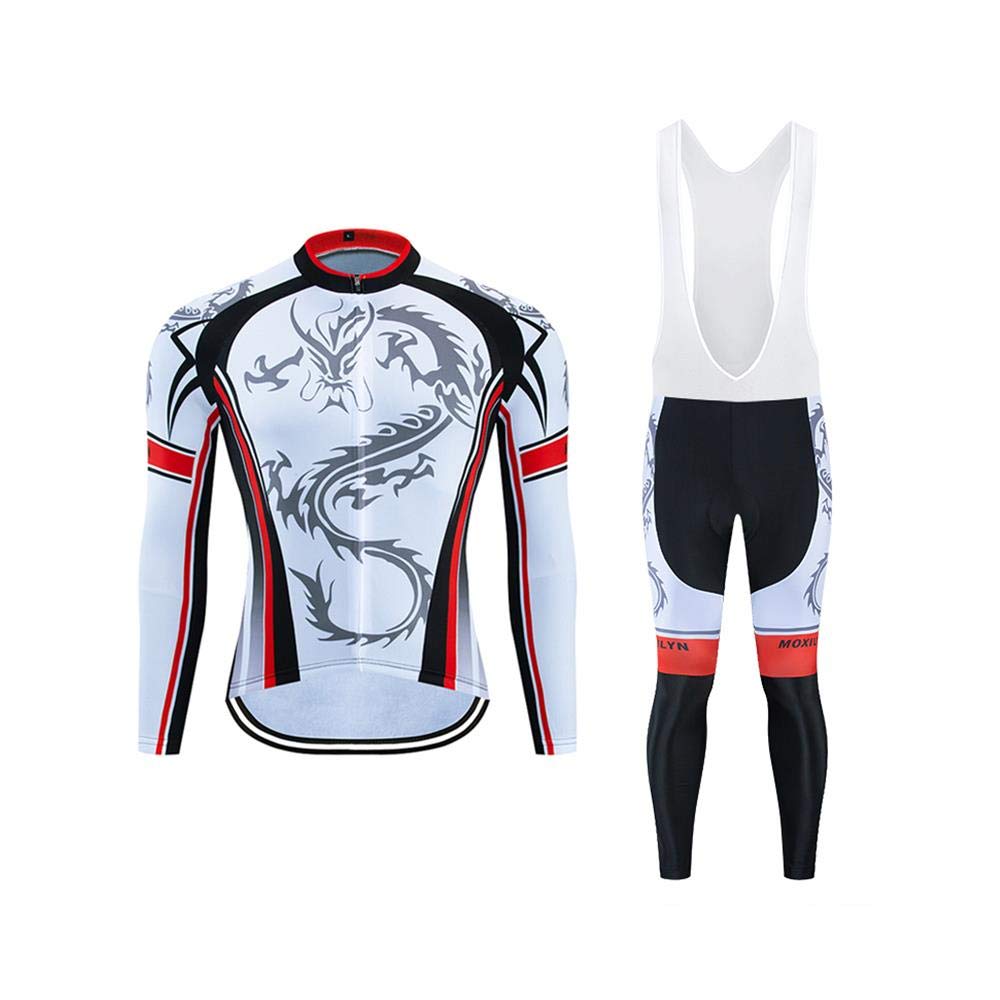 Moxilyn Fahrradtrikot, Radsport-Outfit für Herren, Winter, lange Ärmel + Hose, Fitnesskleidung, 9D-Gelkissen, Fahrradkostüm, winddicht und warm