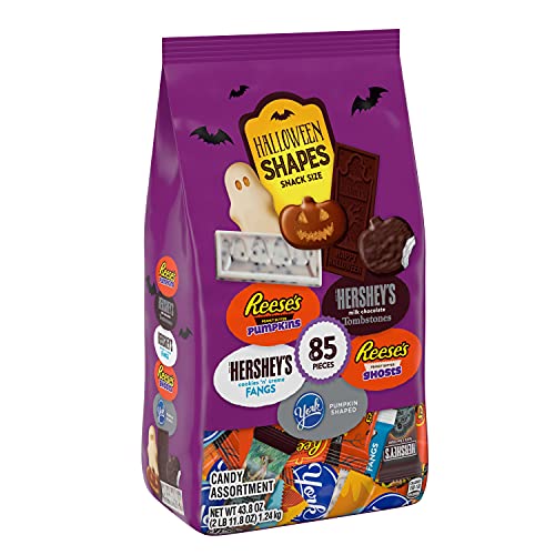 Hershey Spooky Shapes Chocolate and White Creme Assortment Snack Size Candy Bars, Halloween, 43.8 oz Bulk Bag (85 Pieces)