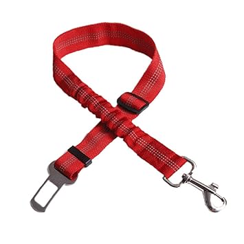 ?GIANTE 2 Pcs Adjustable Pet Cat Dog Car Seat Belt Nylon Leash for Pet Dog Red